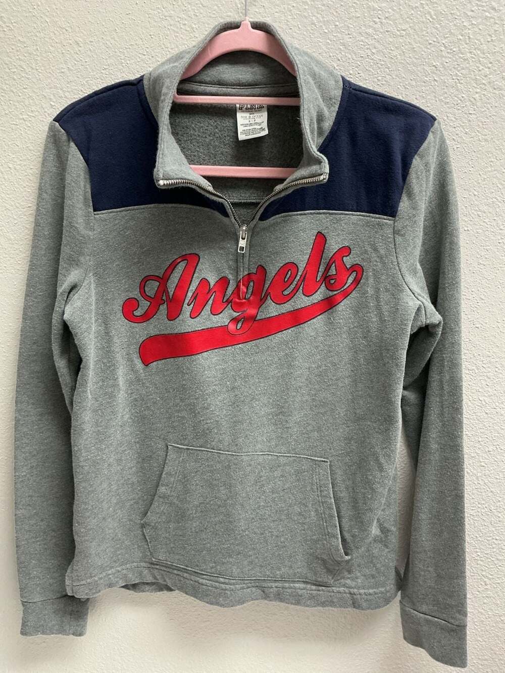 PINK Victoria's Secret Los Angeles Angels MLB 5th & Ocean Half Zip Sweatshirt